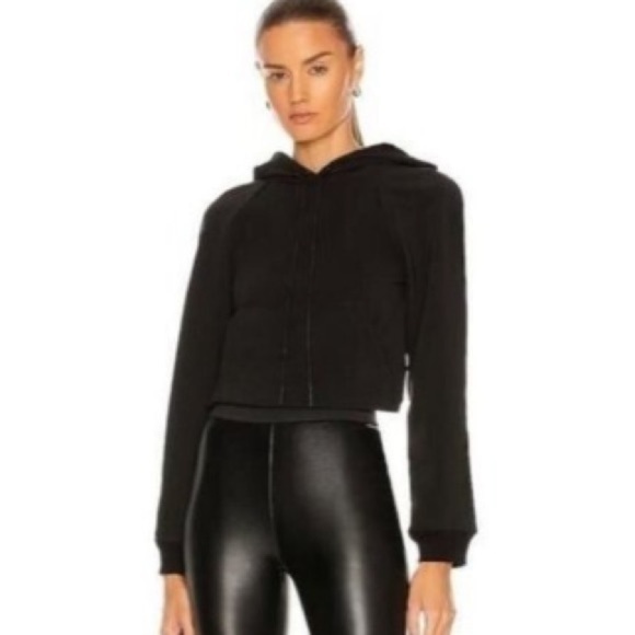 RtA Haven Cropped Sweatshirt NWT Black Crop Open Back Hoodie - Picture 9 of 10
